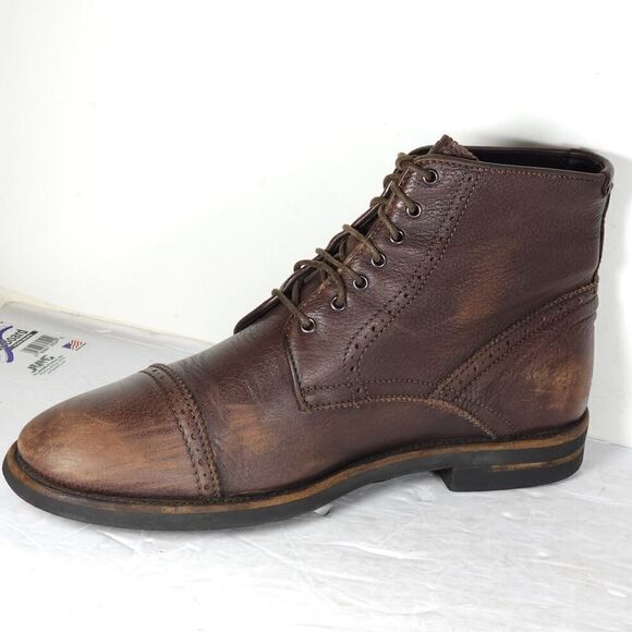 AQUATALIA Men\'s Carter US9,5 Brown Leather Lace-Up Cap Toe Ankle Boots main image 13